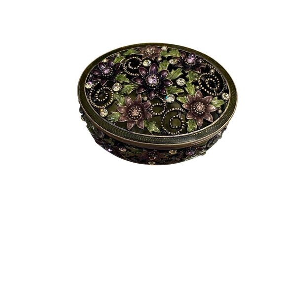Folio Home Genuine Austrian Crystal Filligree Purple Flower Box NWT - Picture 10 of 13